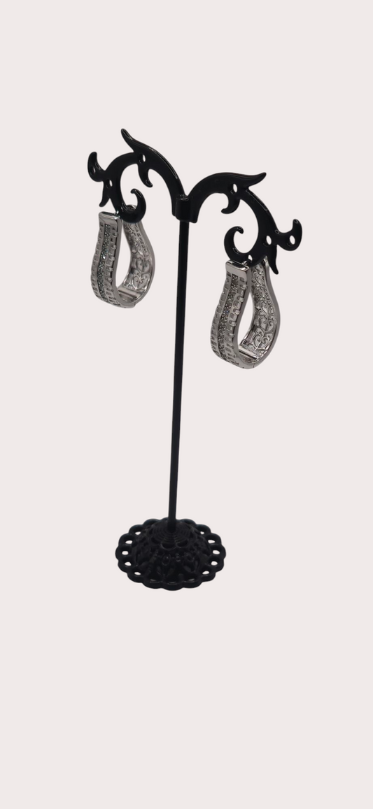 Boucles d'oreilles portées Arabesque Argentée - Doré à l'or fin argenté - La Bella Dorée