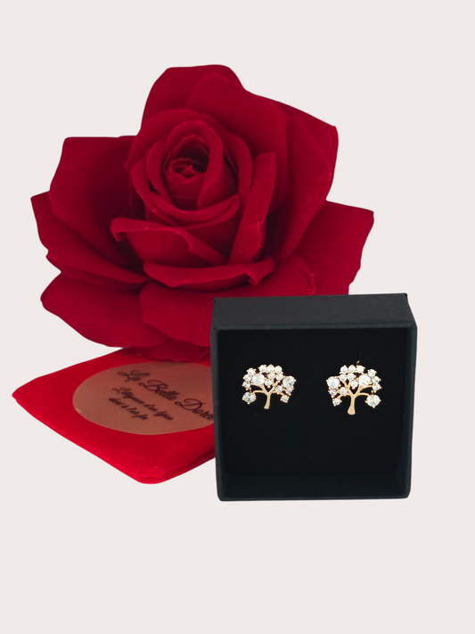 Boucles d'oreilles Arbre de Lumière  - Doré à l'or fin - La Bella Dorée