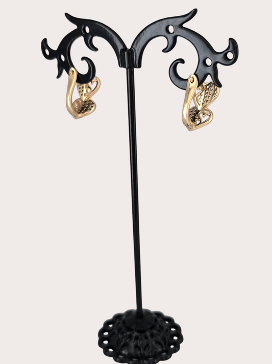 Vue de dos boucles d'oreilles Cœur Éternel - Doré à l'or fin - La Bella Dorée