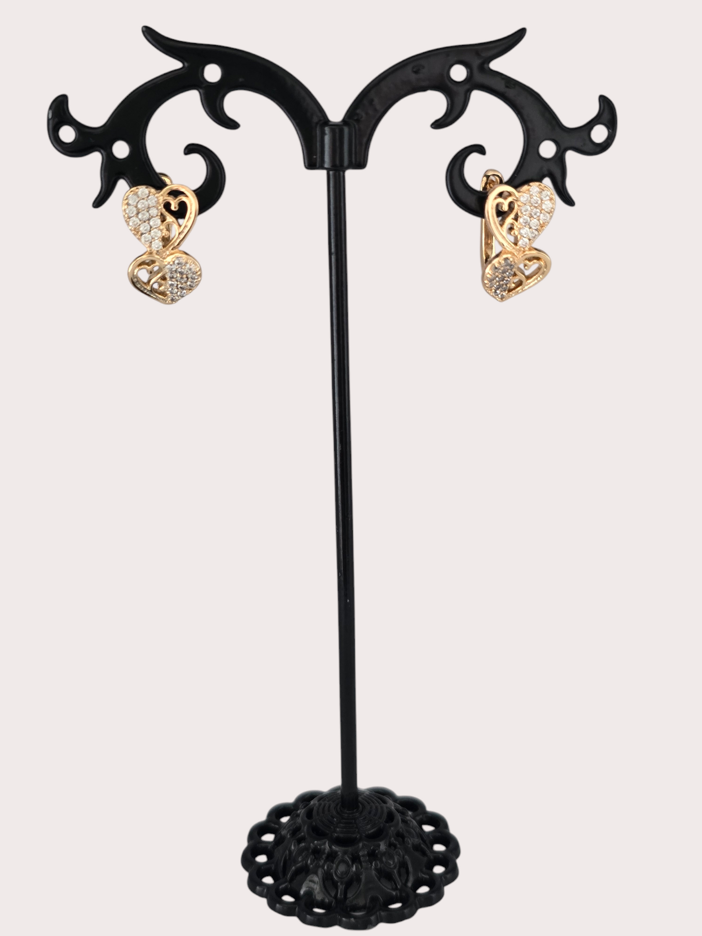 Boucles d'oreilles portées Cœur Éternel - Doré à l'or fin - La Bella Dorée