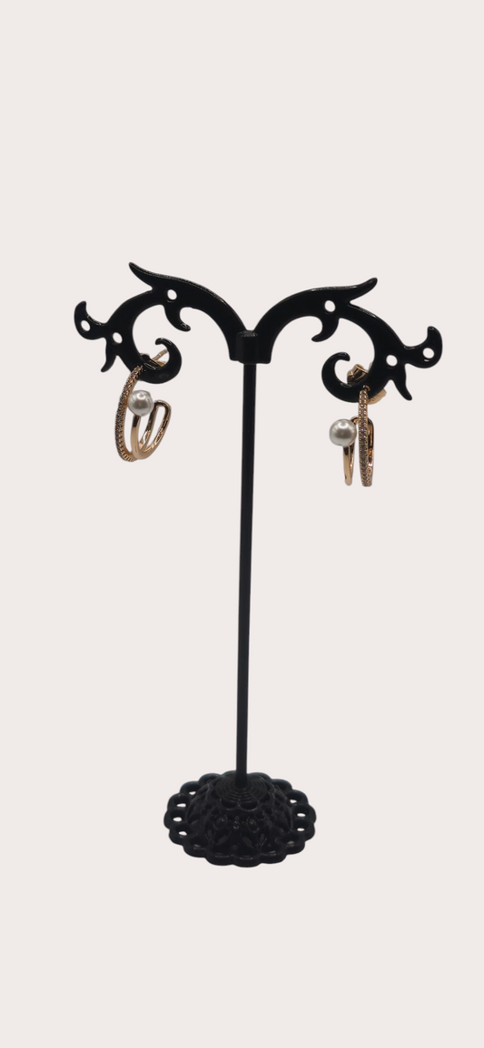 Boucles d'oreilles détail créoles Élégance Perlée - Doré à l'or fin - La Bella Dorée