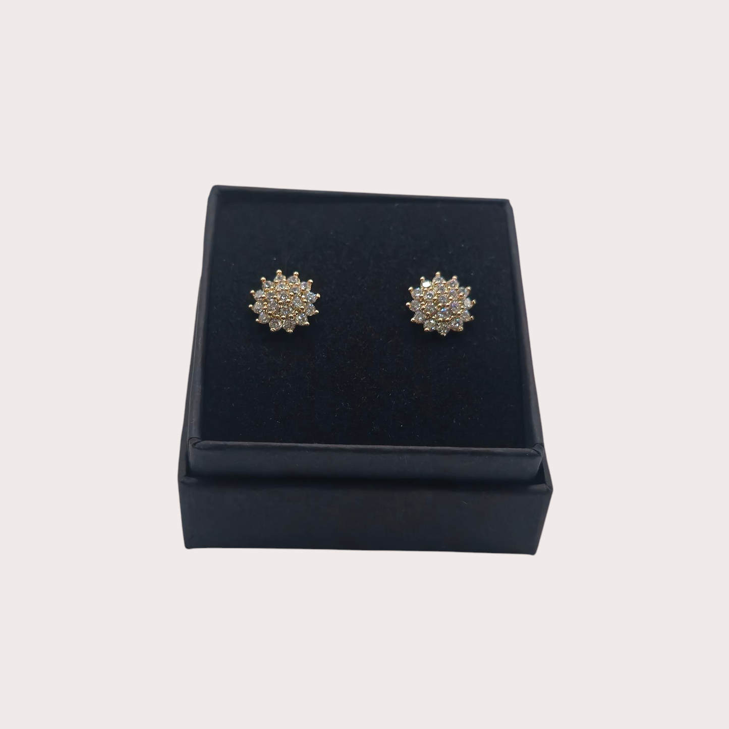 Détail zirconiums - Boucles d'oreilles Soleil D'or - Doré à l'or fin - La Bella Dorée