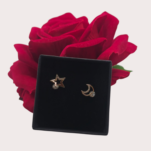Boucles d'oreilles Astro Éclat détail zirconiums - Doré à l'or fin - La Bella Dorée