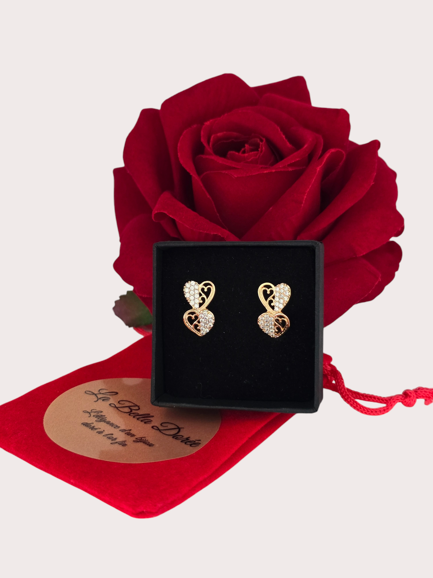 Boucles d'oreilles Cœur Éternel - Doré à l'or fin - La Bella Dorée