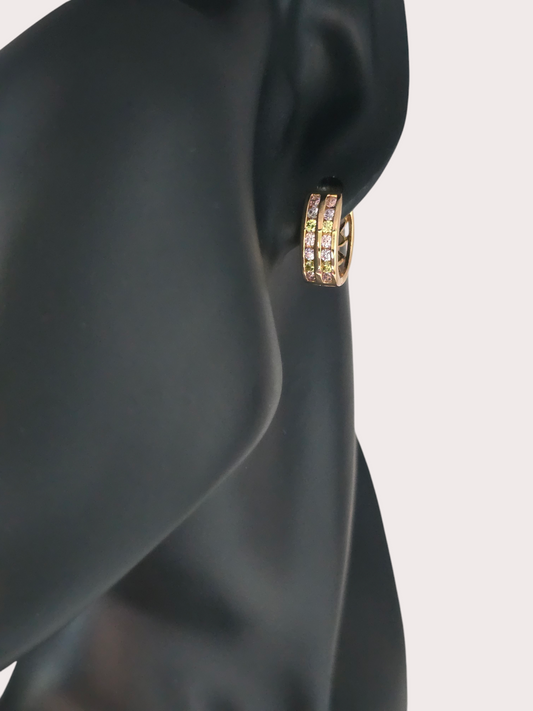 Boucles d'oreilles portées Prestige Pavées - Doré à l'or fin - La Bella Dorée