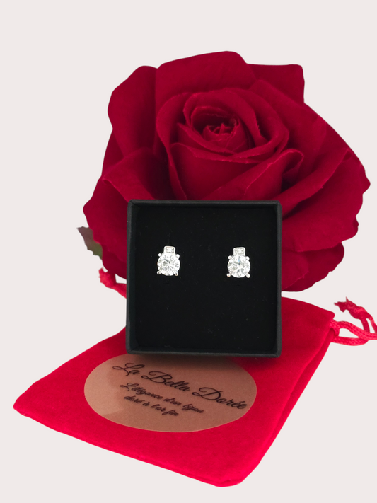 Boucles d'oreilles Pure Éclat argenté zoom zirconiums - Doré à l'or fin - La Bella Dorée
