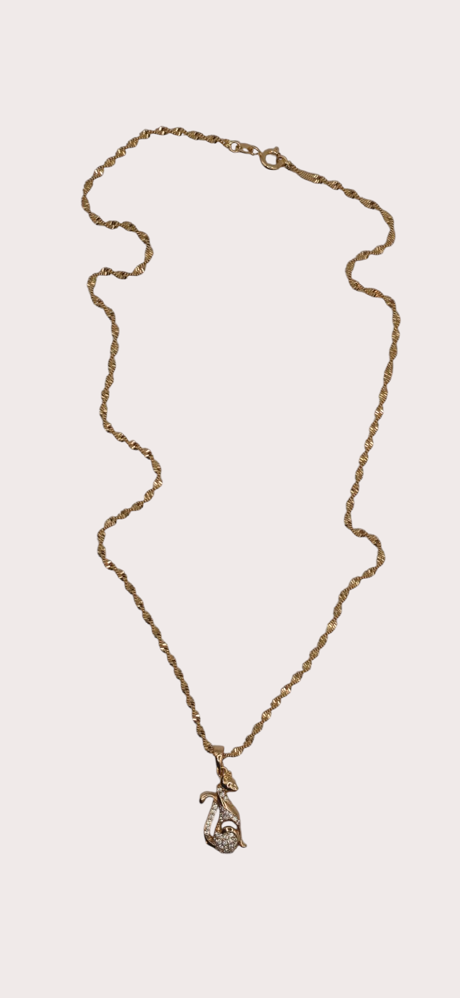 Collier Chat Élégant détail chaîne - Doré  l'or fin - La Bella Dorée